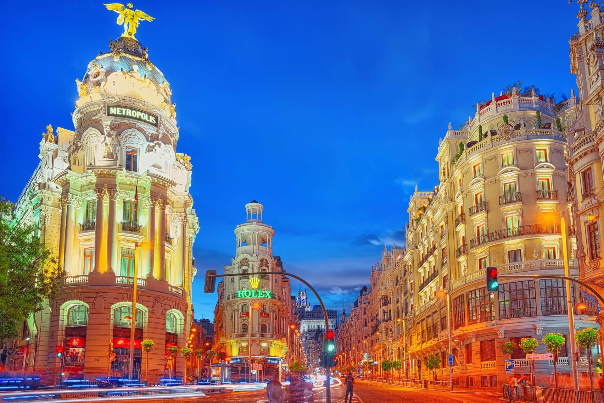 Gran Via Street, Madrid - main shopping and financial street in madrid